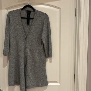 100% cashmere v neck button up long sweater